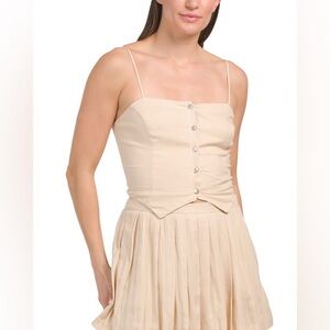 NIA Linen-Blend Two Piece Set – Size Small (Top + Skirt)